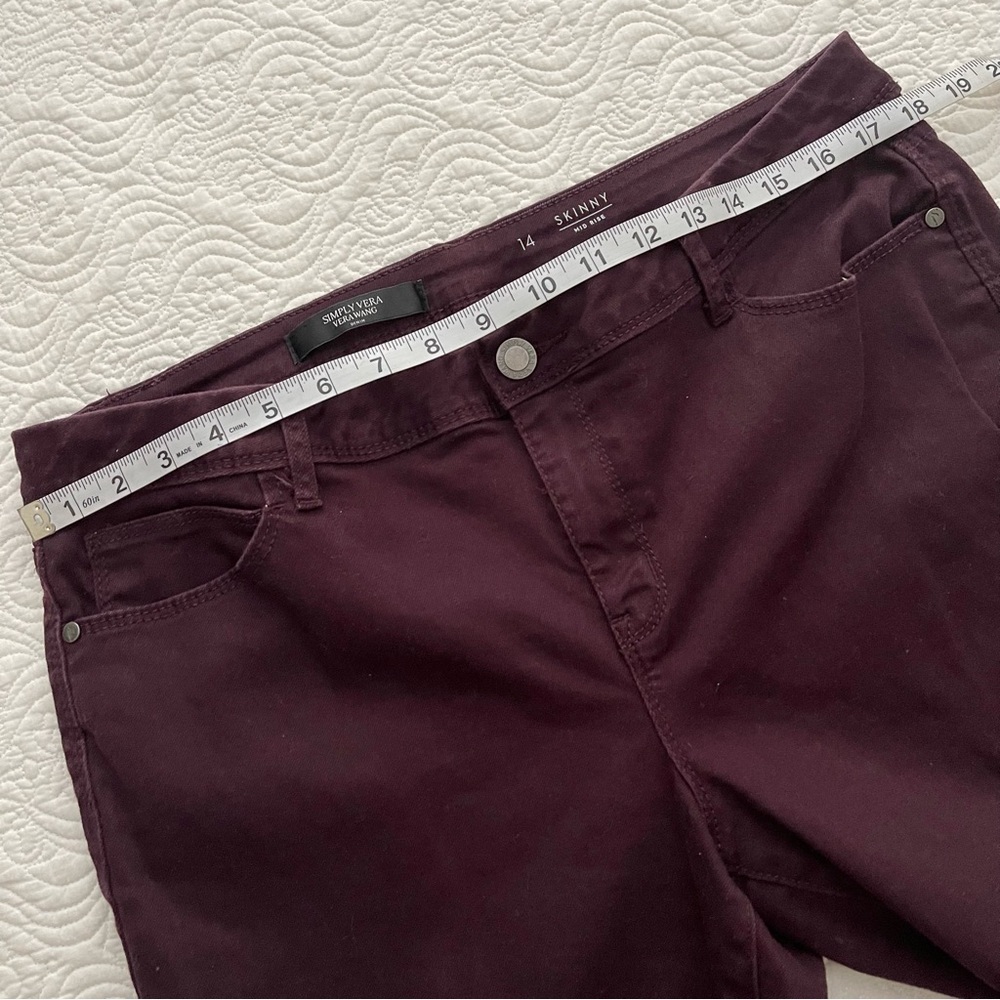 Simply Vera Vera Wang Jeans Skinny Stretch Denim Size 14 Eggplant - Picture 11 of 14